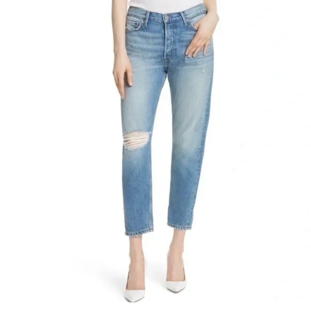 GRLFRND Kiara High-Rise Distressed Crop Jeans – Size 26